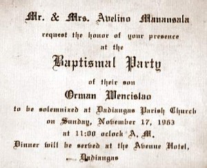 Orman's Baptismal Party Invite