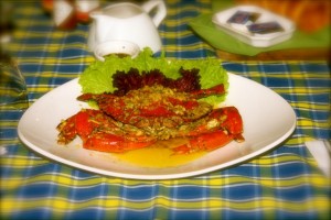 King Crab in olive oil and garlic from Pablo's Steaks and Crabs