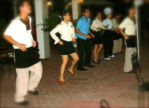 Pablo's Steaks and Crabs Dancing Cooks and Waiters