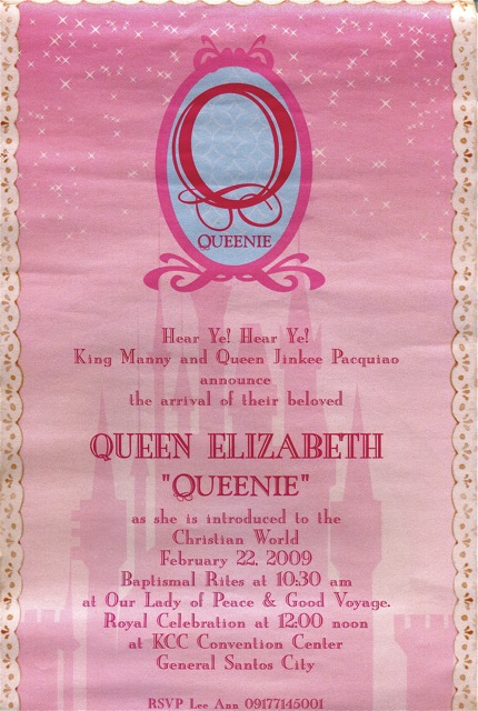 Queenie Pacquiao Baptismal Invitation