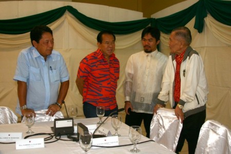 Pacquiao with Bello, Singson, Gonzales